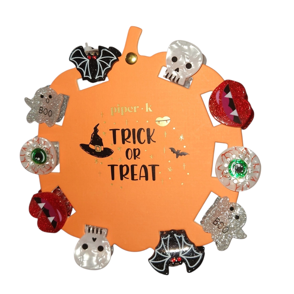 Piper K Halloween Spooky Rhinestone Glitter Hair Clip Set New Release